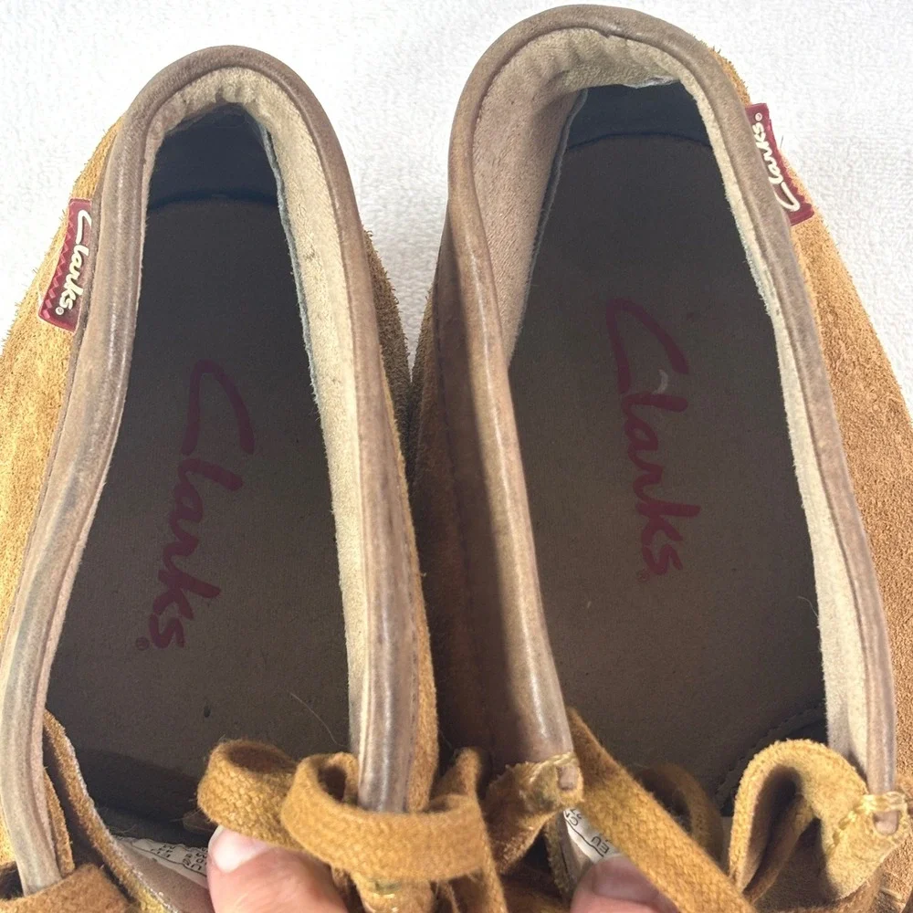 Clarks Mens Stinson Hi Suede Chukka Boots Tan Moc-toe Wallabee Inspired Sz 10.5M